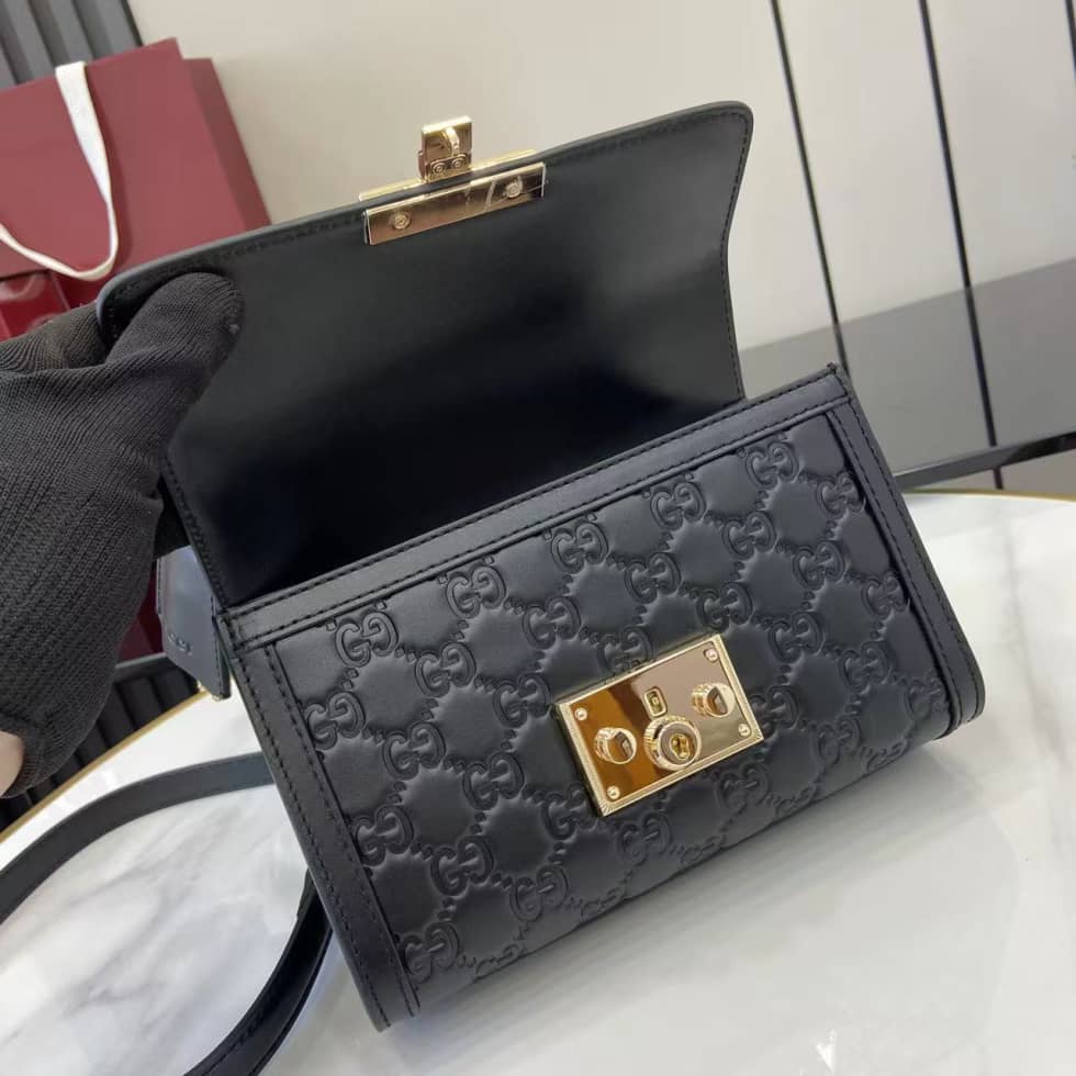 Gucci Padlock Flap Leather Small Black Bag_6_161877 Gucci Padlock Flap Leather Small Black Bag