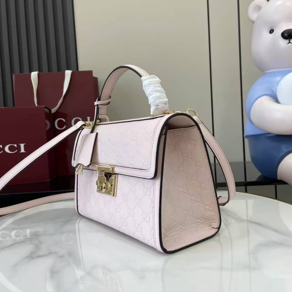 Gucci Padlock Flap Leather Medium Pink Bag_2_161887 Gucci Padlock Flap Leather Medium Pink Bag