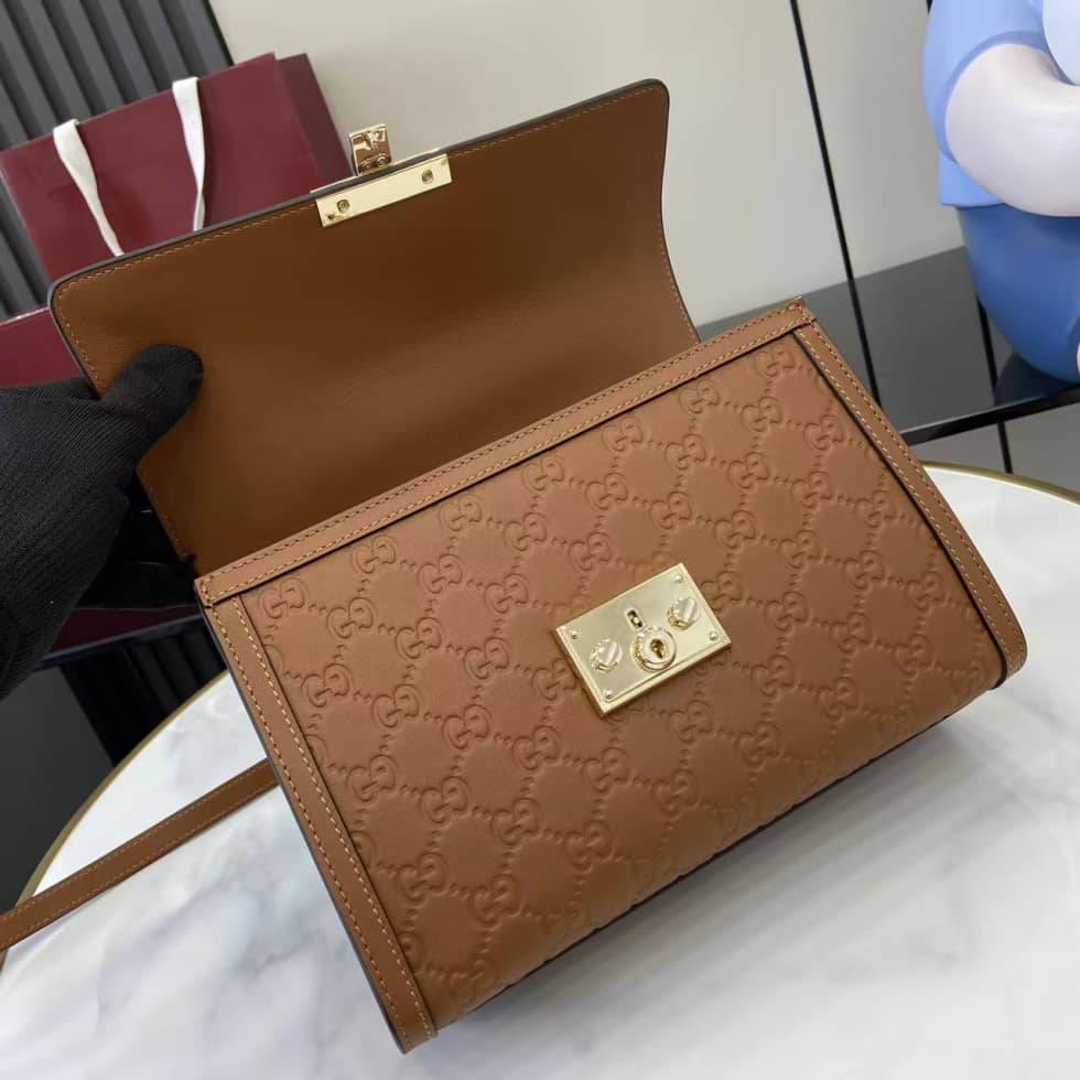 Gucci Padlock Flap Leather Medium Brown Bag_6_161897 Gucci Padlock Flap Leather Medium Brown Bag