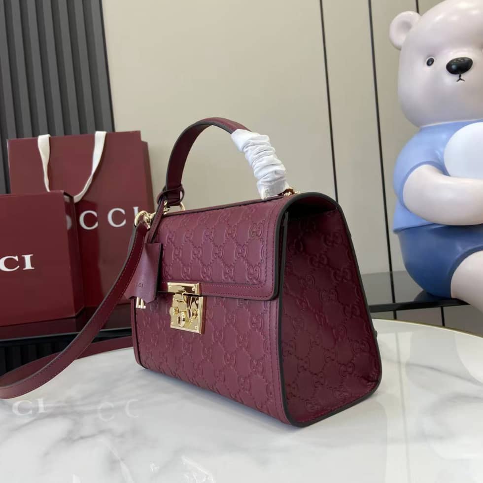 Gucci Padlock Flap Leather Medium Burgundy Bag_2_161907 Gucci Padlock Flap Leather Medium Burgundy Bag