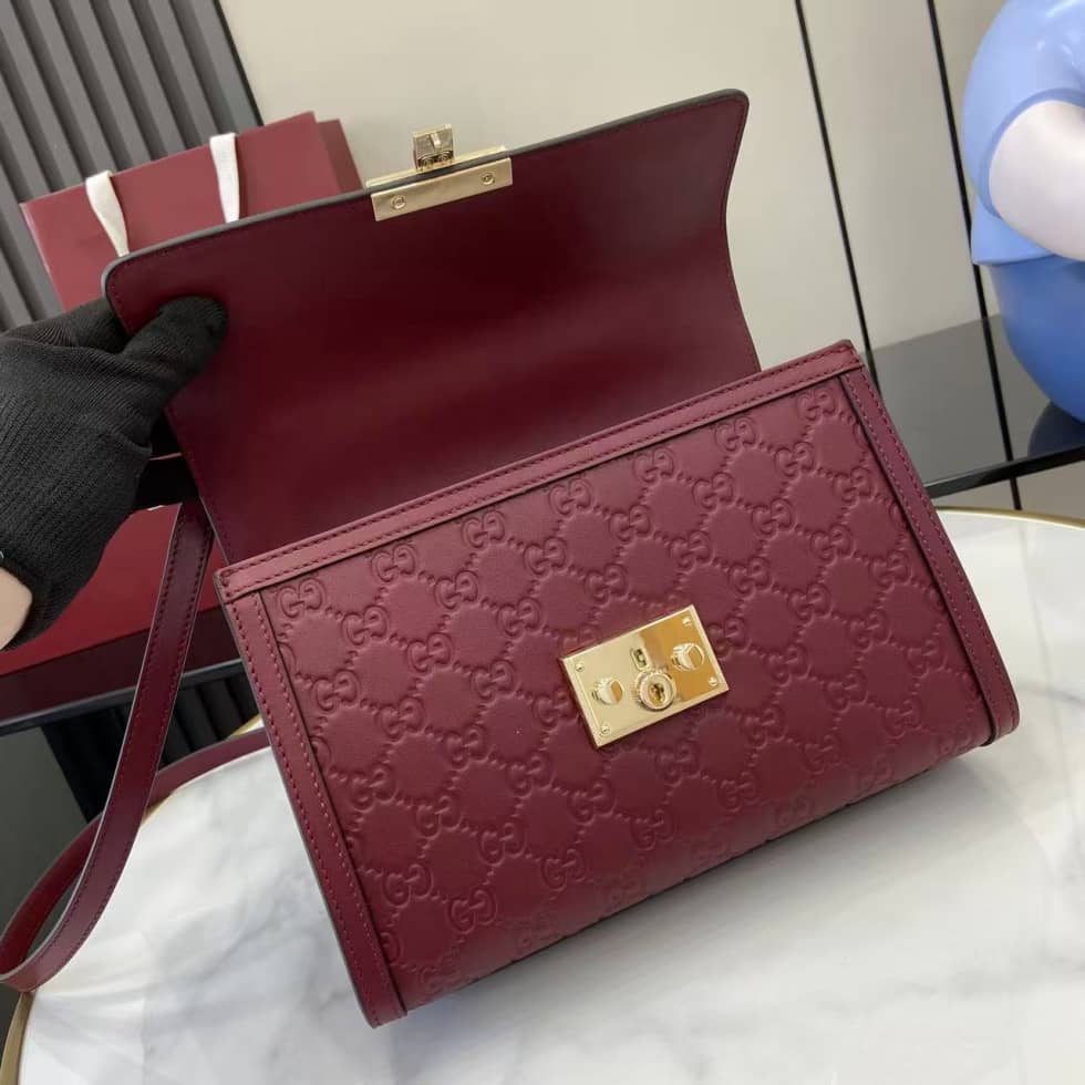 Gucci Padlock Flap Leather Medium Burgundy Bag_6_161907 Gucci Padlock Flap Leather Medium Burgundy Bag