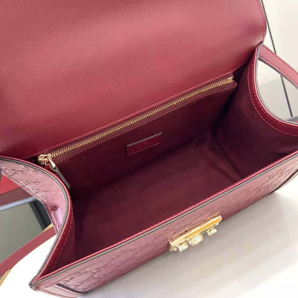 Gucci Padlock Flap Leather Medium Burgundy Bag_7_161907 Gucci Padlock Flap Leather Medium Burgundy Bag