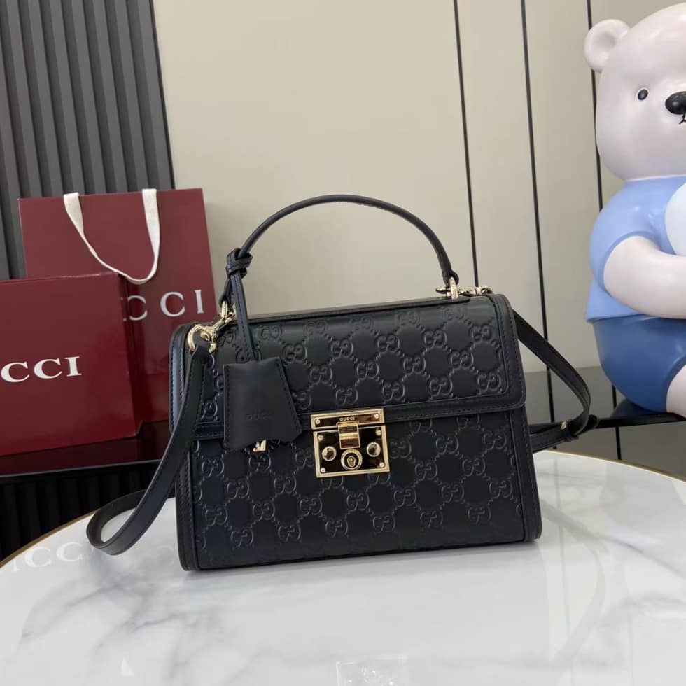 Gucci Padlock Flap Leather Medium Black Bag_10_161917 Gucci Padlock Flap Leather Medium Black Bag