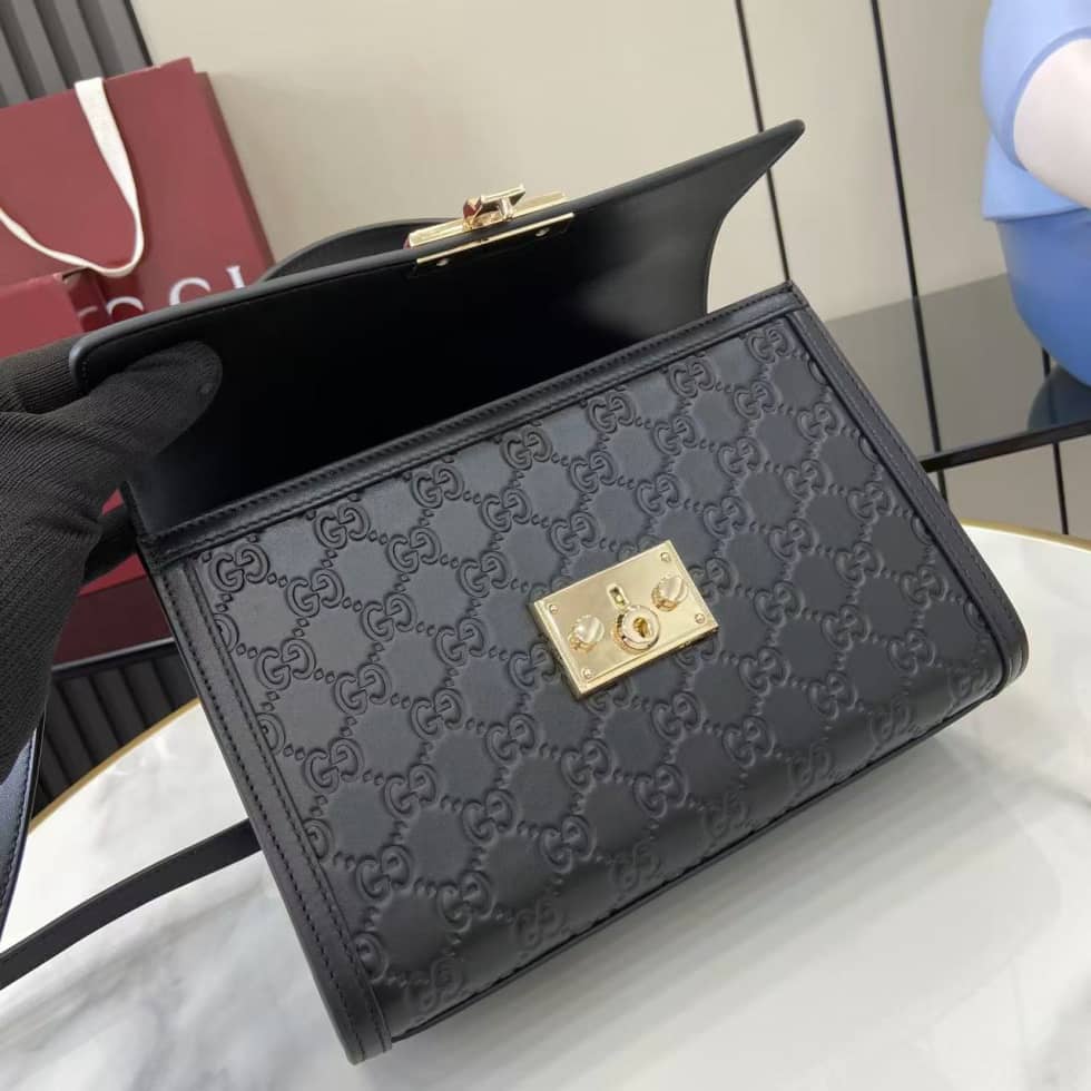 Gucci Padlock Flap Leather Medium Black Bag_6_161917 Gucci Padlock Flap Leather Medium Black Bag