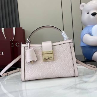 Gucci Padlock Leather Medium Pink Top Handle Bag