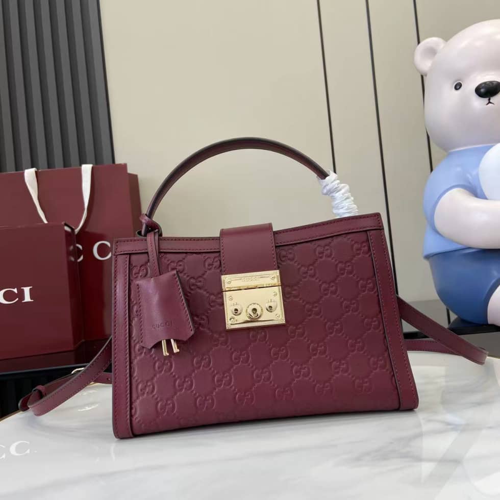 Gucci Padlock Leather Medium Burgundy Top Handle Bag_10_161947 Gucci Padlock Leather Medium Burgundy Top Handle Bag
