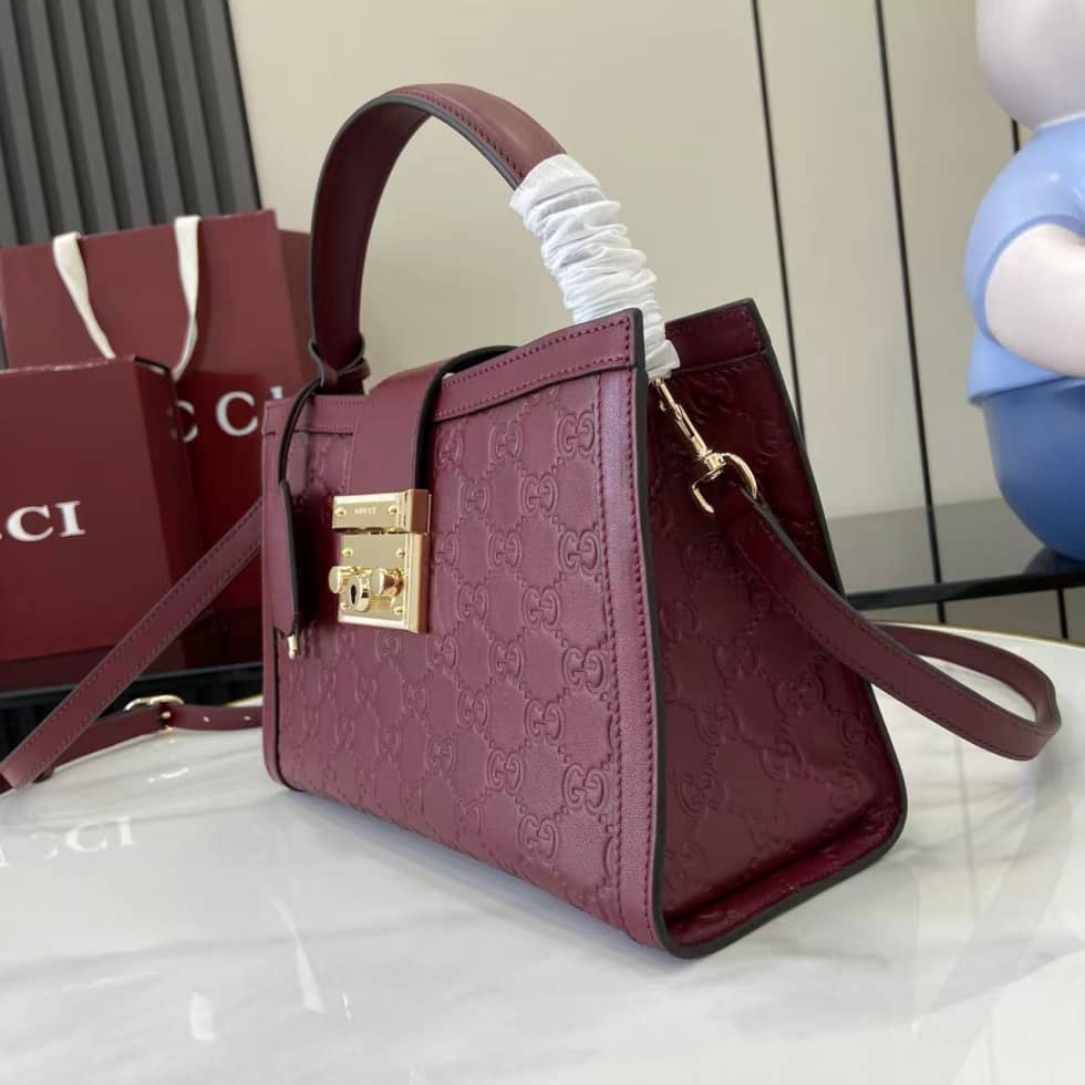 Gucci Padlock Leather Medium Burgundy Top Handle Bag_2_161947 Gucci Padlock Leather Medium Burgundy Top Handle Bag