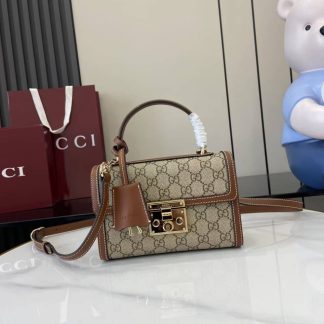 Gucci Padlock GG Canvas Small Brown Flap Bag