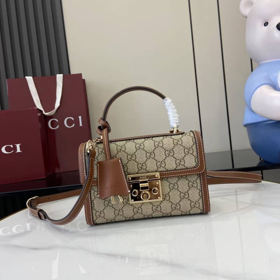 Gucci Padlock GG Canvas Small Brown Flap Bag_10_161967 Gucci Padlock GG Canvas Small Brown Flap Bag