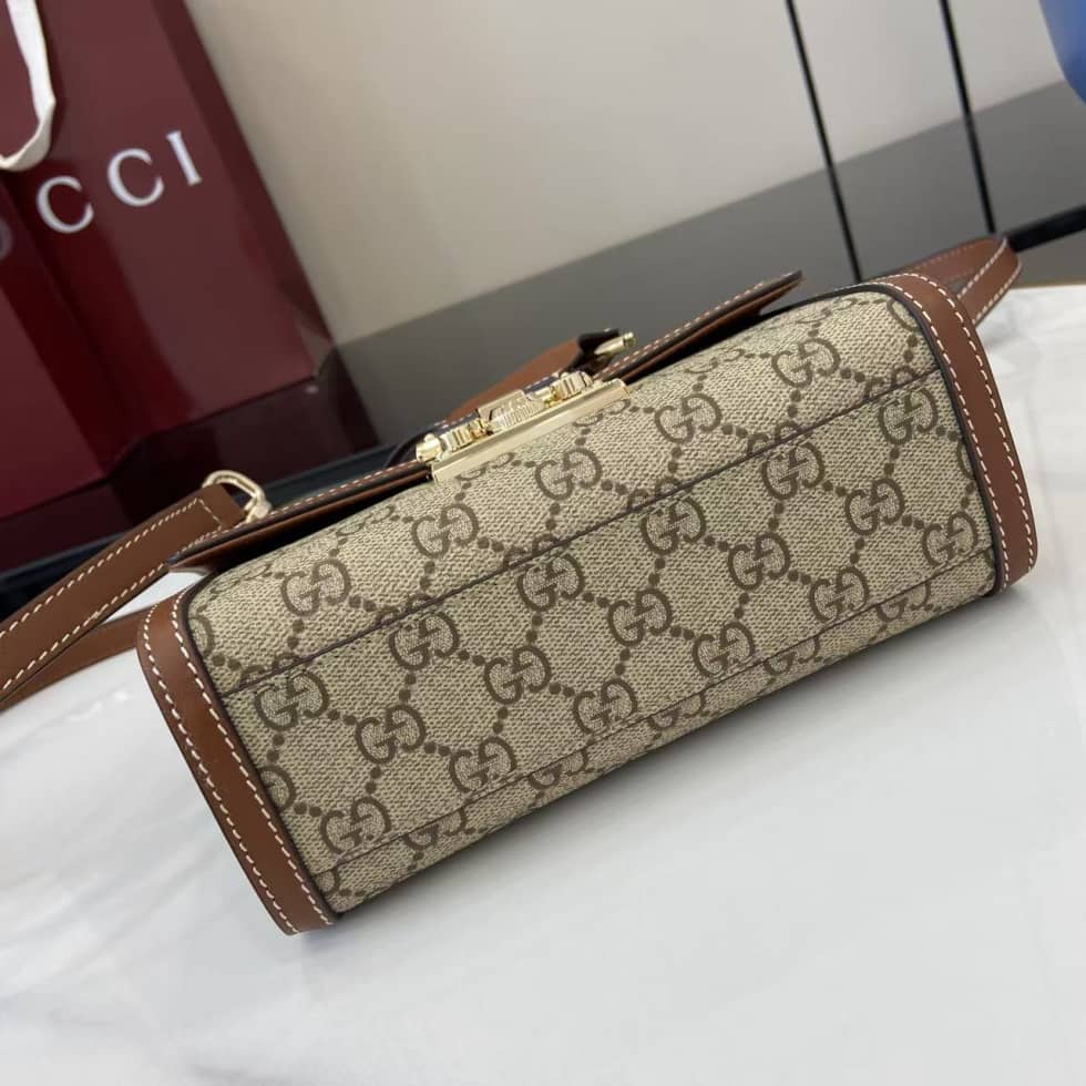 Gucci Padlock GG Canvas Small Brown Flap Bag_3_161967 Gucci Padlock GG Canvas Small Brown Flap Bag