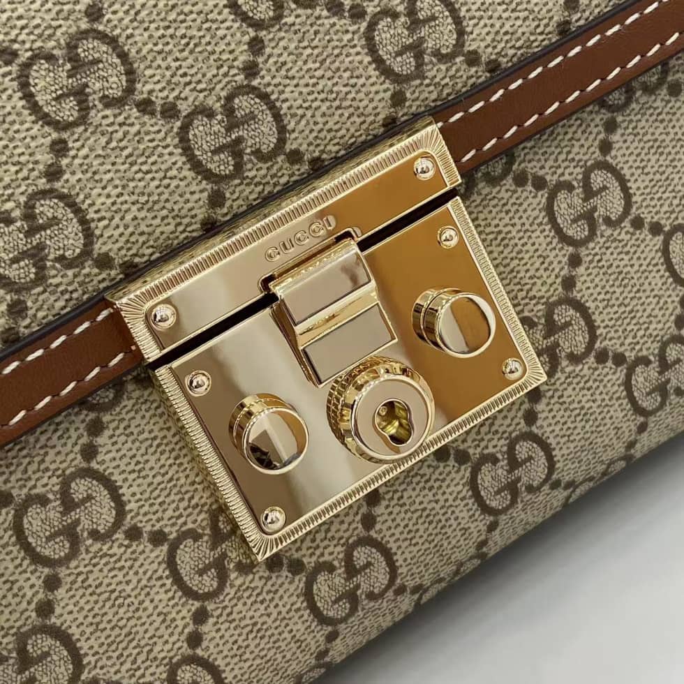 Gucci Padlock GG Canvas Small Brown Flap Bag_5_161967 Gucci Padlock GG Canvas Small Brown Flap Bag