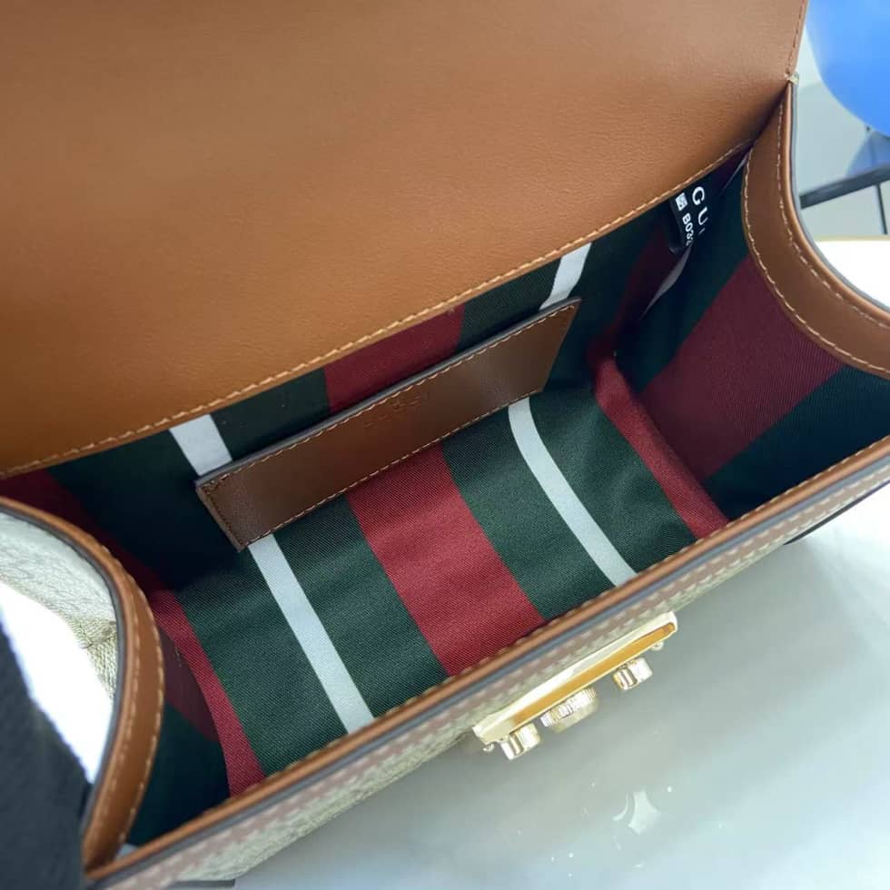 Gucci Padlock GG Canvas Small Brown Flap Bag_7_161967 Gucci Padlock GG Canvas Small Brown Flap Bag