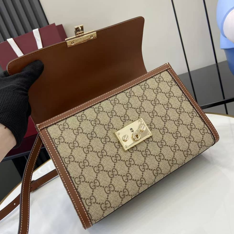 Gucci Padlock GG Medium Brown Flap Bag 838998_6_161977 Gucci Padlock GG Medium Brown Flap Bag 838998