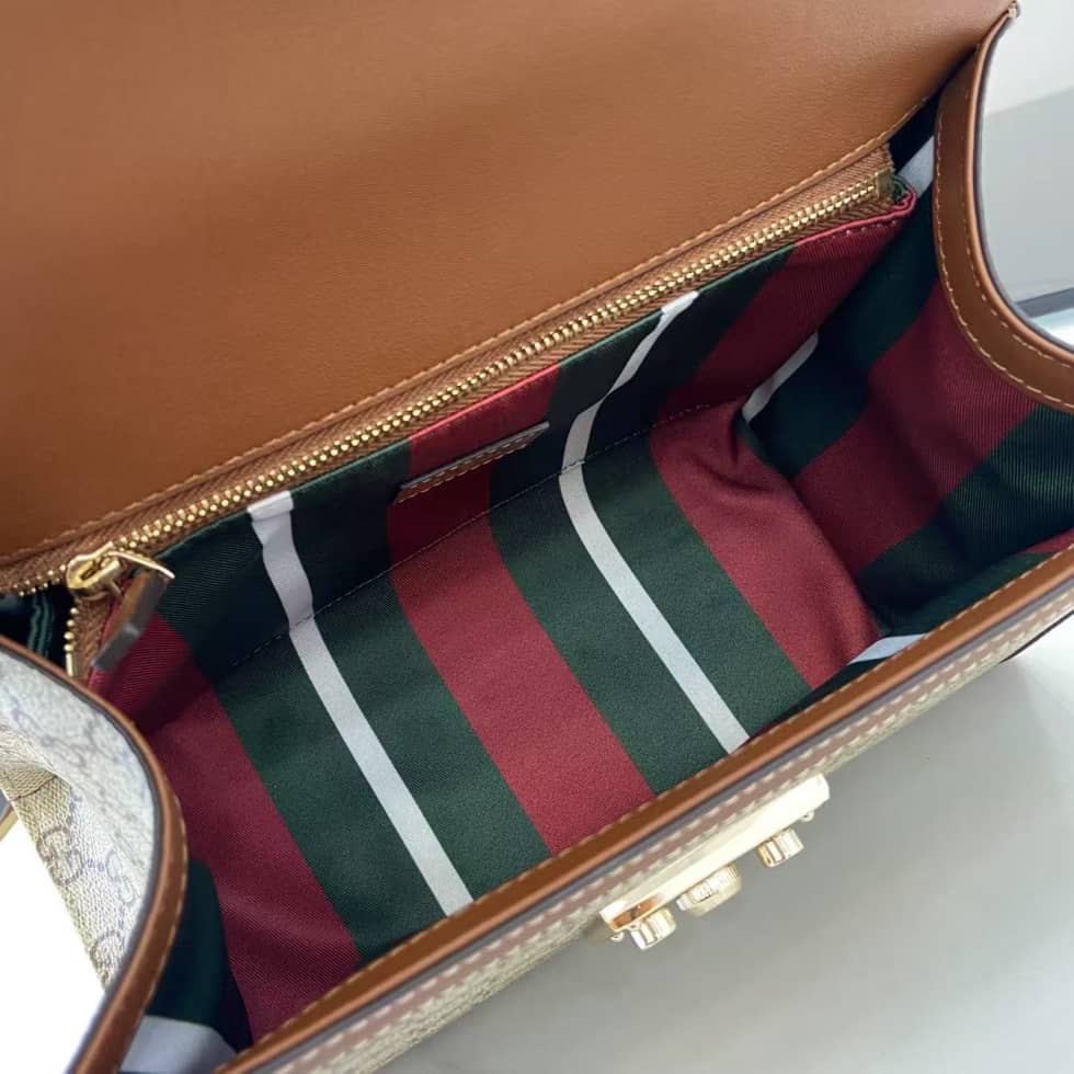 Gucci Padlock GG Medium Brown Flap Bag 838998_7_161977 Gucci Padlock GG Medium Brown Flap Bag 838998