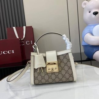 Gucci Padlock GG Small White Beige Top Handle Bag
