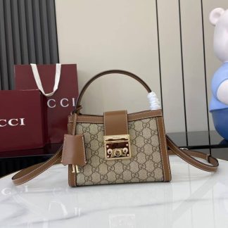 Gucci Padlock GG Small Beige Brown Top Handle Bag