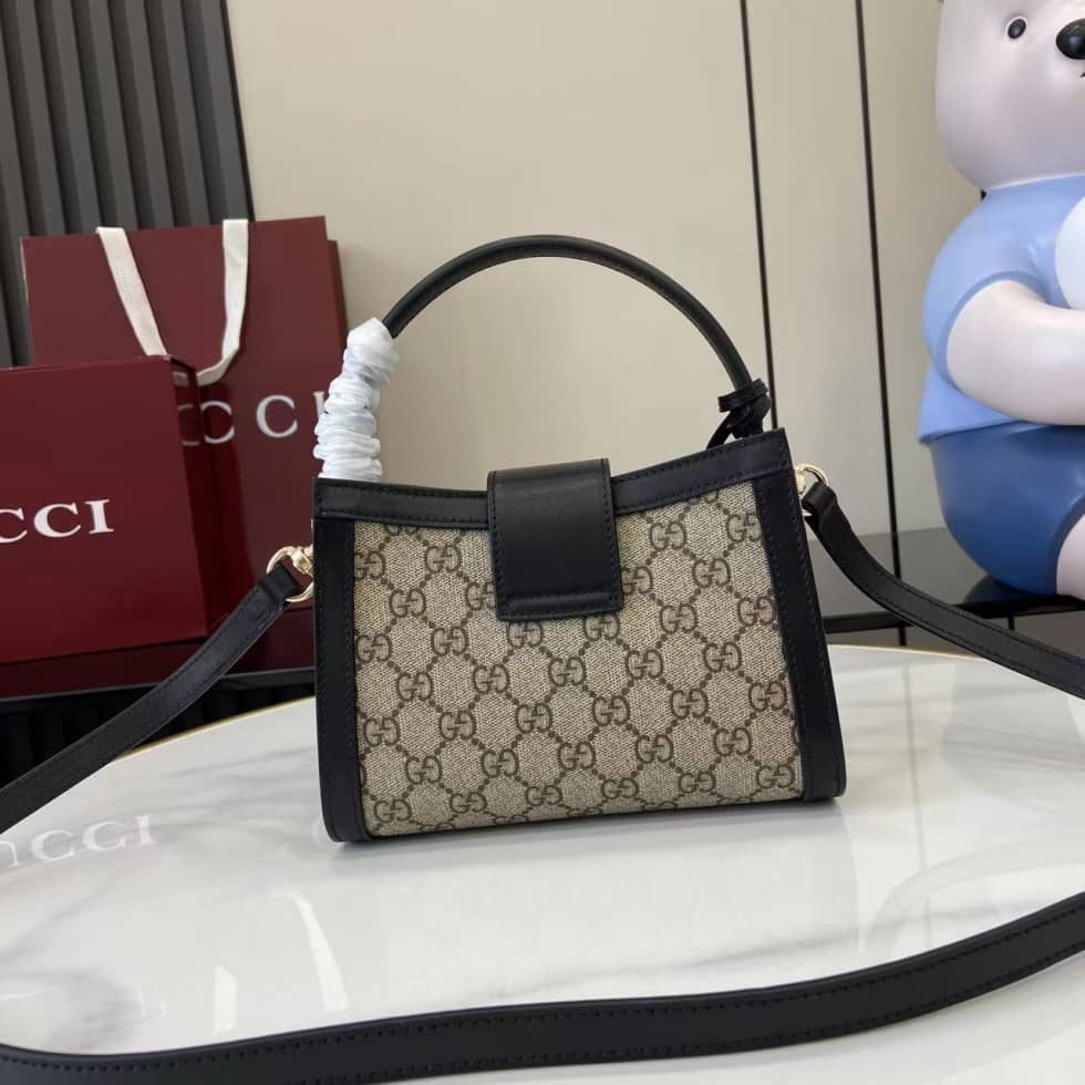 Gucci Padlock GG Small Beige Black Top Handle Bag_1_162007 Gucci Padlock GG Small Beige Black Top Handle Bag