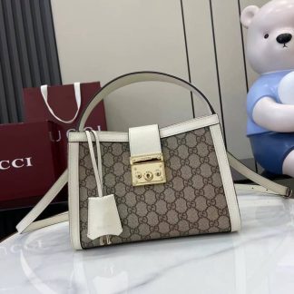 Gucci Padlock GG Medium White Beige Top Handle Bag