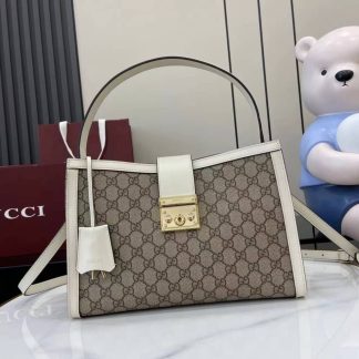 Gucci Padlock Large White Beige Top Handle Bag