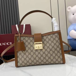 Gucci Padlock Large Beige Brown Top Handle Bag