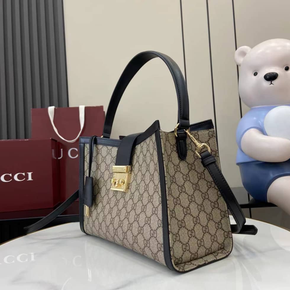 Gucci Padlock Large Beige Black Top Handle Bag_2_162067 Gucci Padlock Large Beige Black Top Handle Bag