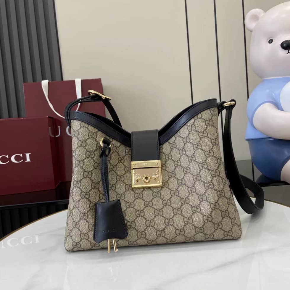 Gucci Padlock GG Medium Beige Black Shoulder Bag_10_162097 Gucci Padlock GG Medium Beige Black Shoulder Bag
