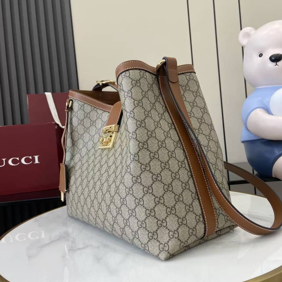 Gucci Padlock GG Large Beige Brown Shoulder Bag_2_162107 Gucci Padlock GG Large Beige Brown Shoulder Bag