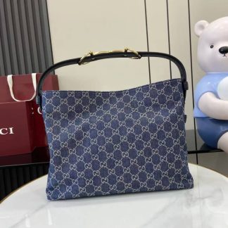 Gucci Beatrix Denim Medium Blue Shoulder Bag