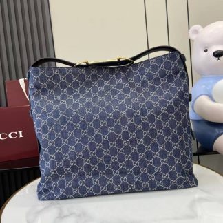 Gucci Beatrix Denim Large Blue Tote Bag 850546