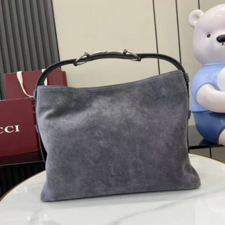 Gucci Beatrix Suede Medium Gray Shoulder Bag