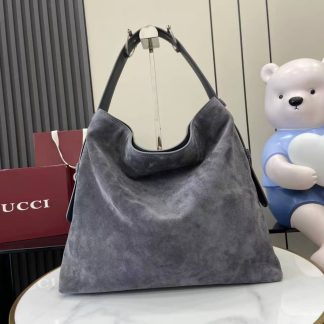 Gucci Beatrix Suede Large Gray Tote Bag 850546