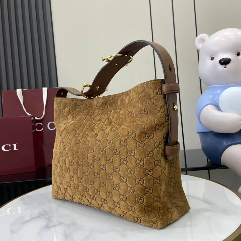 Gucci Beatrix Embossed Suede Medium Brown Tote Bag_2_162397 Gucci Beatrix Embossed Suede Medium Brown Tote Bag