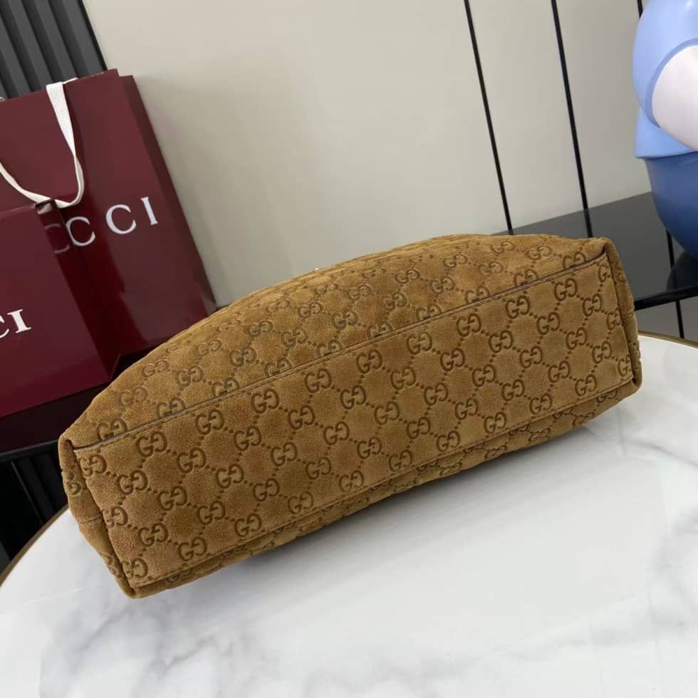 Gucci Beatrix Embossed Suede Medium Brown Tote Bag_3_162397 Gucci Beatrix Embossed Suede Medium Brown Tote Bag