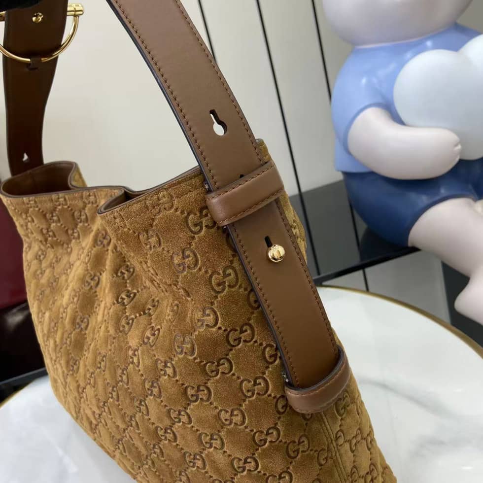Gucci Beatrix Embossed Suede Medium Brown Tote Bag_4_162397 Gucci Beatrix Embossed Suede Medium Brown Tote Bag