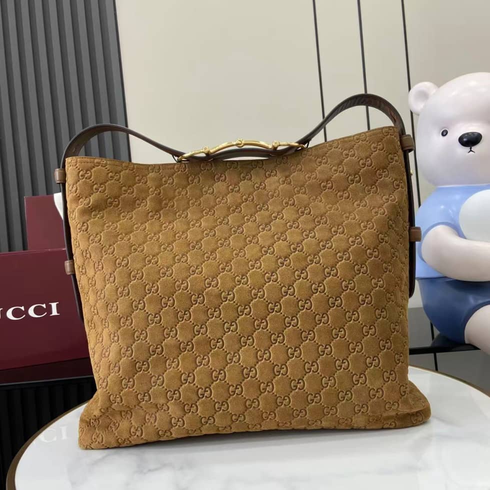 Gucci Beatrix Embossed Suede Large Brown Tote Bag_10_162407 Gucci Beatrix Embossed Suede Large Brown Tote Bag