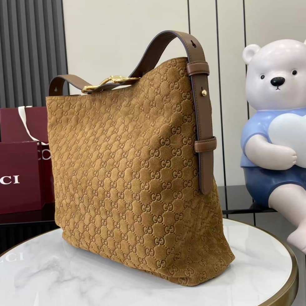 Gucci Beatrix Embossed Suede Large Brown Tote Bag_2_162407 Gucci Beatrix Embossed Suede Large Brown Tote Bag
