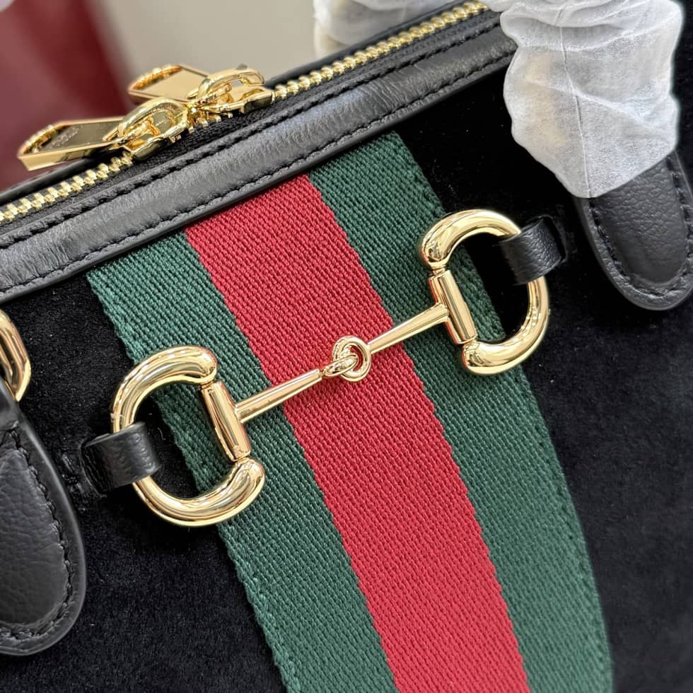 Gucci Borsetto Suede Medium Black Boston Bag_3_162437 Gucci Borsetto Suede Medium Black Boston Bag