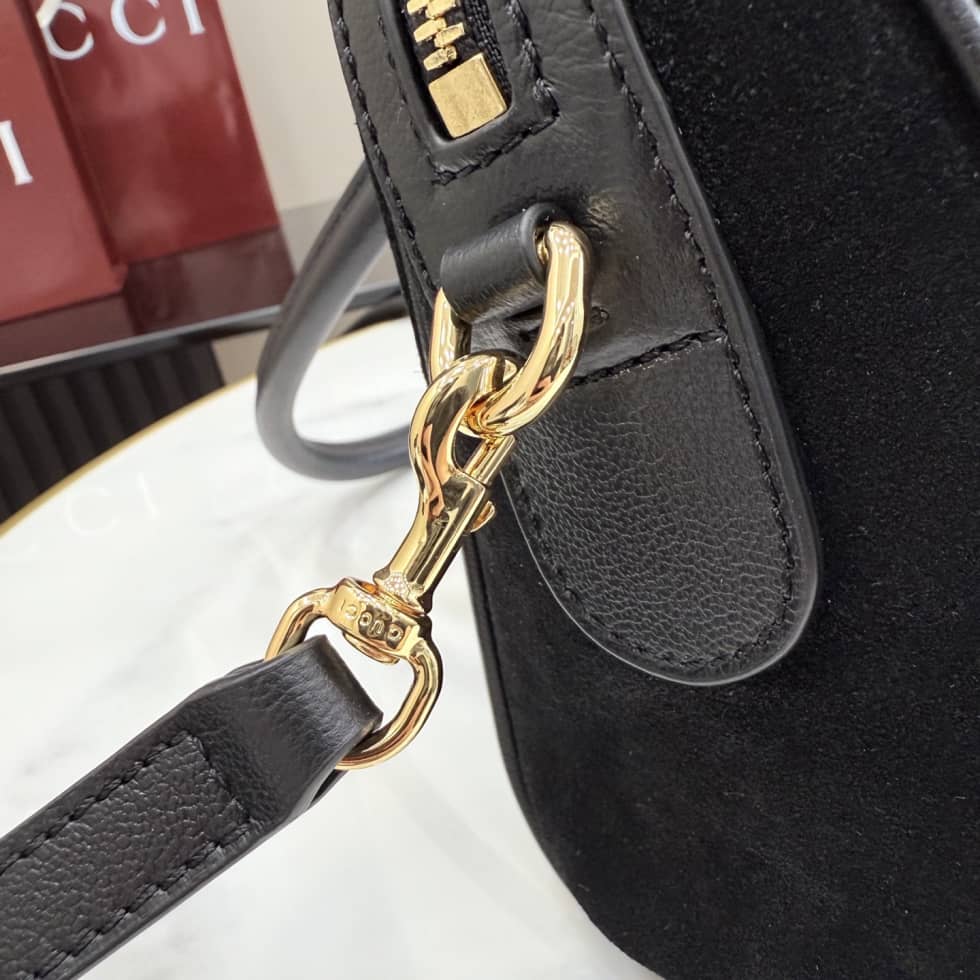 Gucci Borsetto Suede Medium Black Boston Bag_5_162437 Gucci Borsetto Suede Medium Black Boston Bag