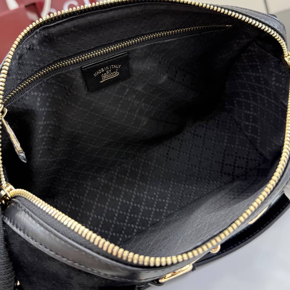 Gucci Borsetto Suede Medium Black Boston Bag_7_162437 Gucci Borsetto Suede Medium Black Boston Bag
