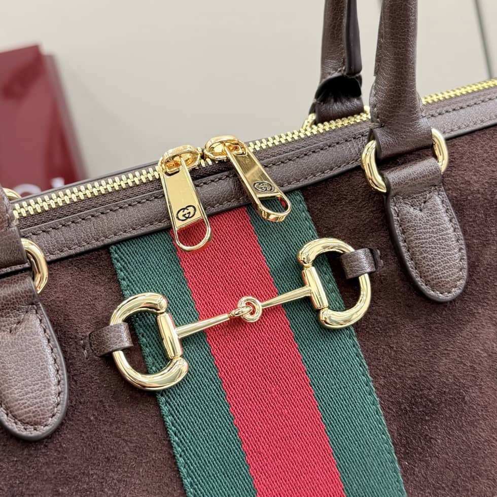 Gucci Borsetto Suede Large Brown Boston Bag_3_162447 Gucci Borsetto Suede Large Brown Boston Bag
