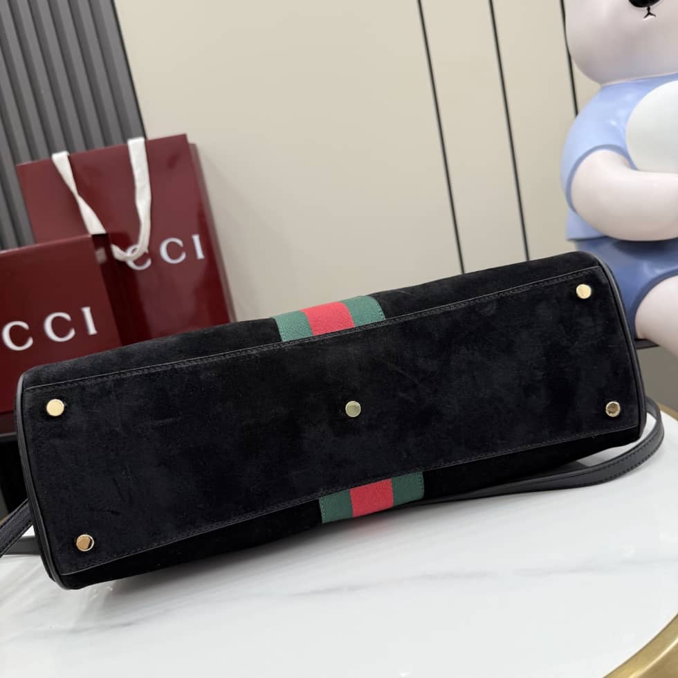 Gucci Borsetto Suede Large Black Boston Bag_3_162457 Gucci Borsetto Suede Large Black Boston Bag