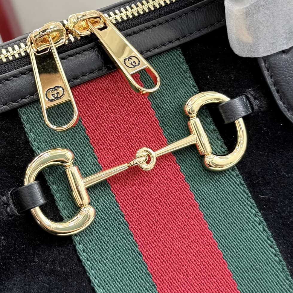 Gucci Borsetto Suede Large Black Boston Bag_4_162457 Gucci Borsetto Suede Large Black Boston Bag