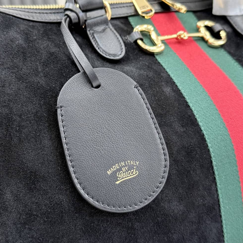 Gucci Borsetto Suede Large Black Boston Bag_5_162457 Gucci Borsetto Suede Large Black Boston Bag