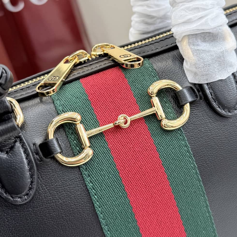 Gucci Borsetto Leather Medium Black Boston Bag_4_162467 Gucci Borsetto Leather Medium Black Boston Bag