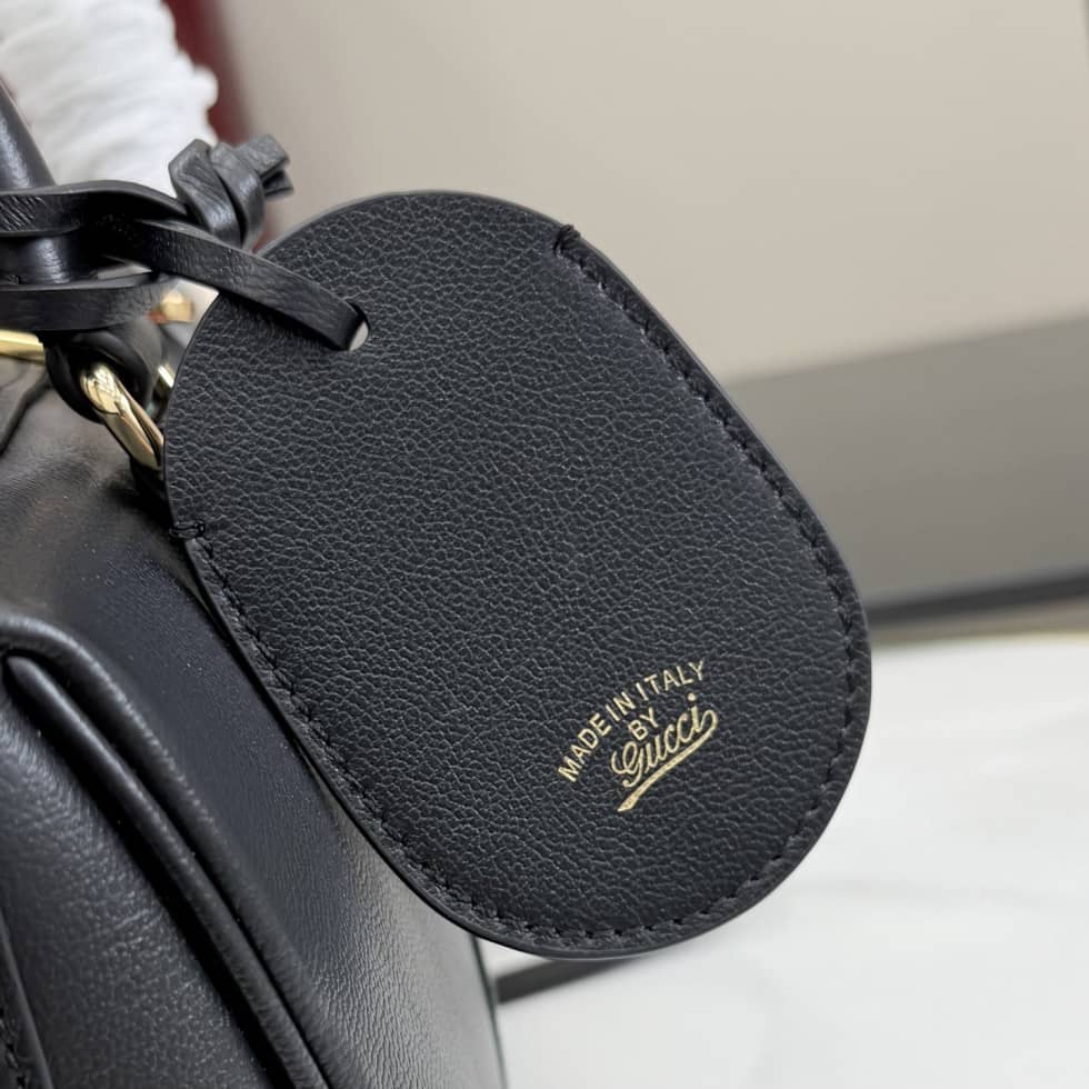 Gucci Borsetto Leather Medium Black Boston Bag_5_162467 Gucci Borsetto Leather Medium Black Boston Bag