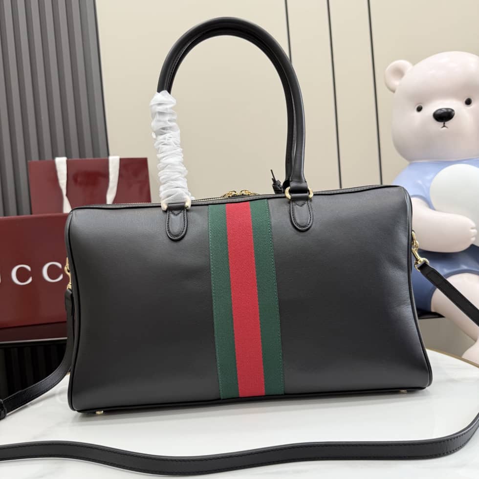 Gucci Borsetto Leather Large Black Boston Bag_1_162477 Gucci Borsetto Leather Large Black Boston Bag