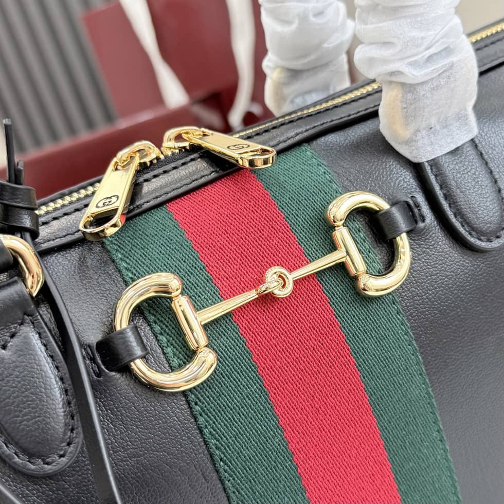 Gucci Borsetto Leather Large Black Boston Bag_3_162477 Gucci Borsetto Leather Large Black Boston Bag