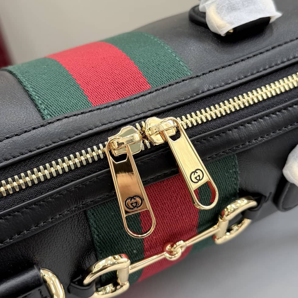 Gucci Borsetto Leather Large Black Boston Bag_4_162477 Gucci Borsetto Leather Large Black Boston Bag