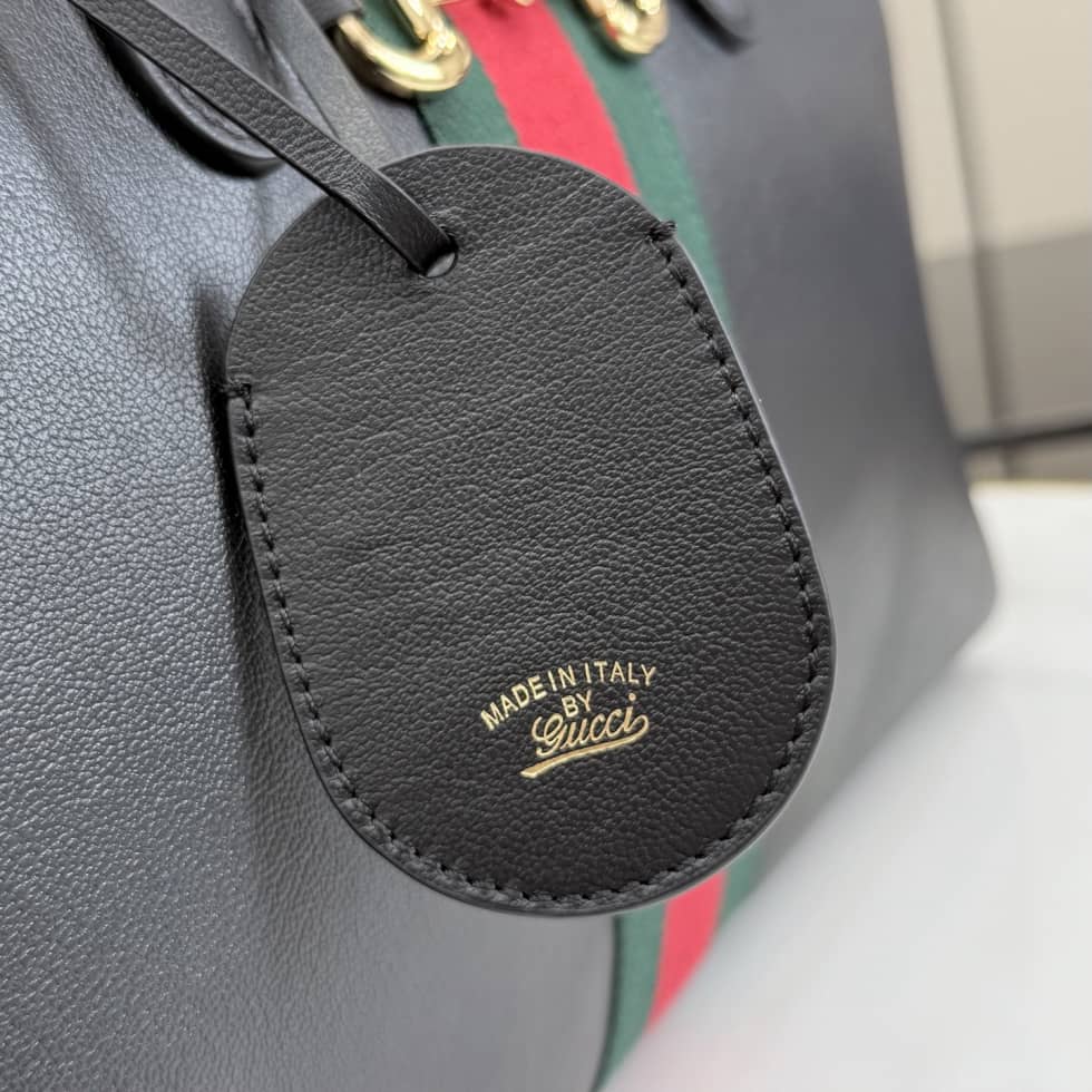 Gucci Borsetto Leather Large Black Boston Bag_5_162477 Gucci Borsetto Leather Large Black Boston Bag
