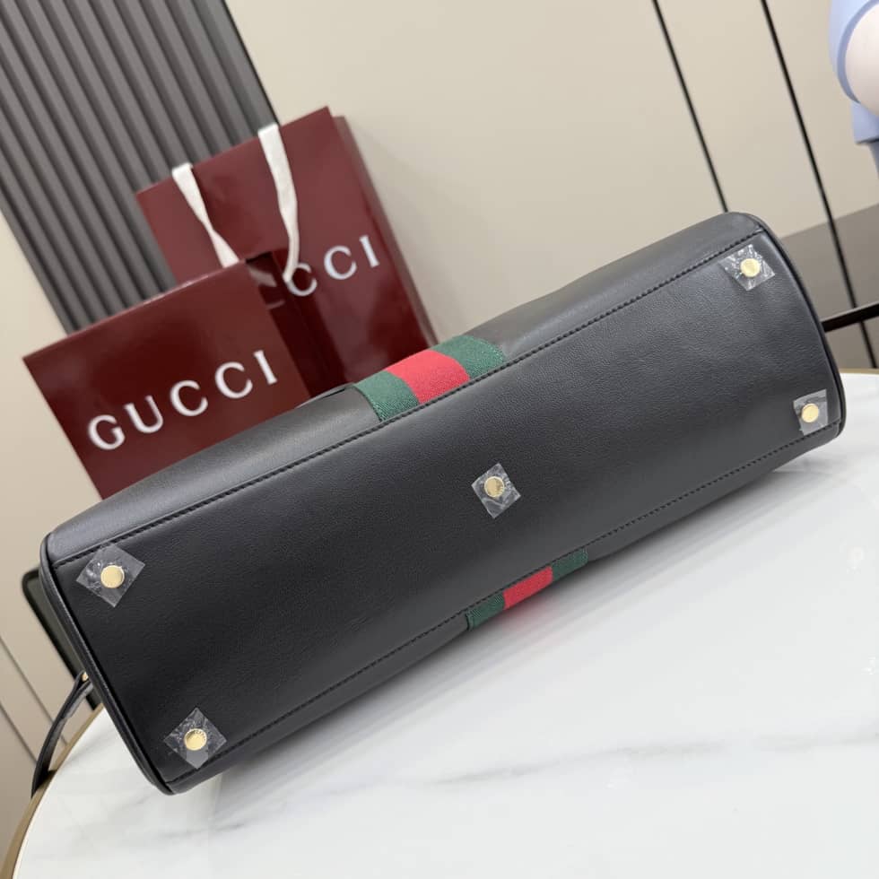 Gucci Borsetto Leather Large Black Boston Bag_6_162477 Gucci Borsetto Leather Large Black Boston Bag